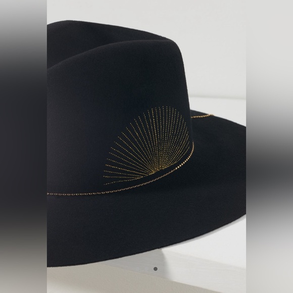 Anthropologie Van Palma Basile Sunray Wool Fedora in Black NEW main image 4